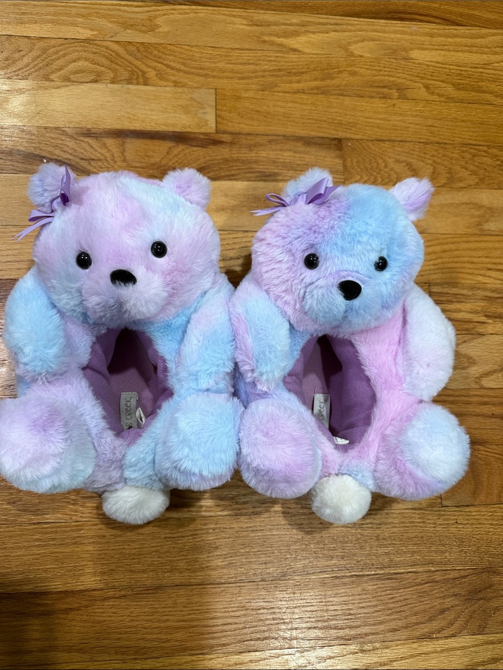 Falls Creek Plush Teddy Slippers in Pastel Pink & Pastel Blue